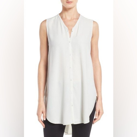 Eileen Fisher Tops - EILEEN FISHER Silk Georgette Crepe
Asymmetrical V Neck sleeveless Top Size Small